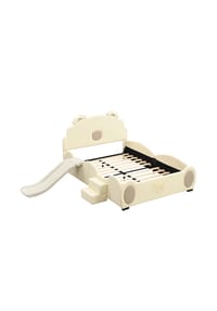 KOMHTOM - Kinderbett 140/200 cm in PU mit Rutsche und Leiter - Beige