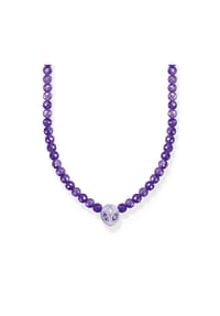 Thomas Sabo Charming - Kette Beads mit Alienkopf und violetter Kaltemaille - silberfarben, violett