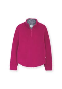 KITE - Damen Purbeck Teddy Fleecepullover mit kurzem Reißverschluss Fuchsia Bio-Baumwolle - pink