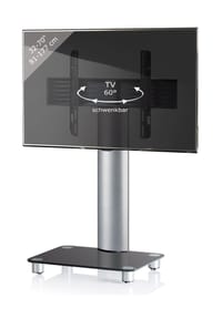 VCM. - TV Standfuß 32-70 Zoll | VESA max. 600x400 | Fernseh Ständer aus Alu und Glas | TV Ständer Maße ca. H. 100 x B. 60 x T. x 44 cm | Fernsehstand Tosal - Mattglas