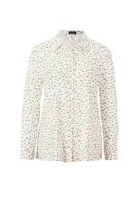 GOLDNER - Kurzgröße:  Druckbluse mit Hemdblusenkragen - taupe / gemustert