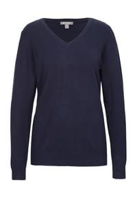 GALERIA essentials - Pullover "Esra", Rippbündchen, V-Ausschnitt, für Damen - BLACK