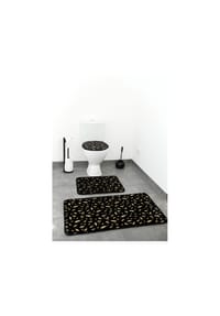 ZELLERFELD - Harmonie 3 Teiliges Bademattenset und Waschbar mit Federmotiv aus Polyester - Anthrazit OneSize