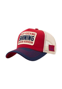 QUEEN KEROSIN - Trucker Cap mit 3D-Stickerei Keep Fucking Shining - rot