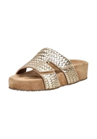 LAZAMANI - Leder/Textil Pantoletten MILLE VELCRO - Gold