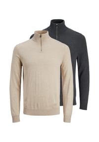 JACK & JONES - Troyer 2er Pack Emil Knit - Dark grey melange