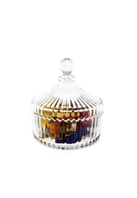 ALMINA® Glasschale Deckel Transparent Riffle Design Snacks, Süßigkeiten