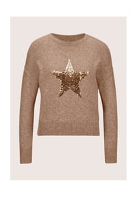 MADELEINE - Rundhals-Pullover mit Stern - caramel / goldfarben