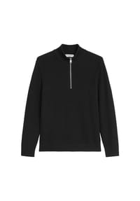 Marc O'Polo DENIM - Herren Troyer-Strickpullover - Knit Pullover, Troyer-Zip, Baumwolle - Dunkelblau