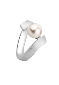Nenalina - Ring Brushed Synthetische Perle 925 Silber - Silber