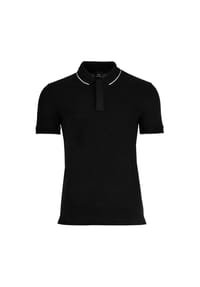 ARMANI EXCHANGE - Herren Poloshirt – Verdeckte Knopfleiste, Baumwolle, Kontraststreifen - Dunkelblau
