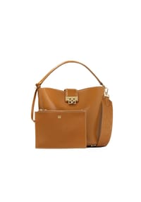 kazar - Hellbraune Handtasche mit zusätzlicher Tasche und Handgriff - Hellbraun