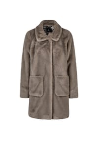 BARBARA LEBEK - Fellimitatmantel Damen - Taupe