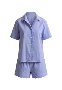 POLO RALPH LAUREN - Pyjama Short Sleeve Shirt & Short Set - Scallop Seersucker - amparo blue