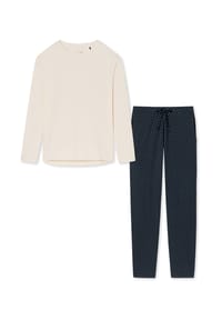 SCHIESSER - Schlafanzug Organic Cotton - Blau gepunktet / Creme