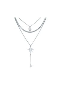 Luluandjane - Damen Kette aus Metall-Legierung in Silber mit Glas - silber