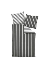 Janine® - Bettwäsche 2 teilig - Modern Classics, Mako-Satin, Baumwolle mercerisiert, Wendebett, Streifen - Weiß/Grau