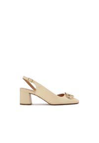 Kazar - Halboffene Pumps aus Leder - Creme