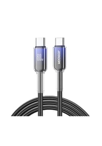 COFI - S-A42 Crystal-Clear Series 60W USB-C/USB-C Kabel 1,2 m – Schwarz - Schwarz 120 × 1 × 1 cm