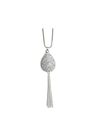 Steuer Modeschmuck - Kette Metall 36 Glasstein - silber