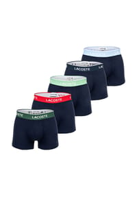 LACOSTE - Herren Boxershorts, 5er Pack - Trunks, Casual, Cotton Stretch, Logobund - Blau/Grün/Rot