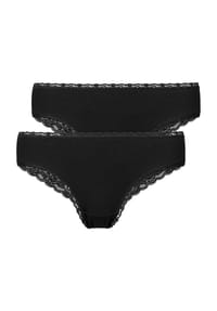 SNOCKS - Brazilian Slips, 2er-Pack, Spitze, für Damen - 9 BLACK