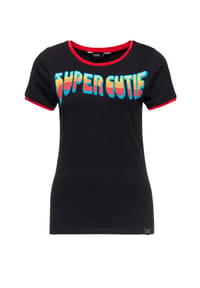 QUEEN KEROSIN - Print-Shirt mit Retro Statement Print Super Cutie - grün