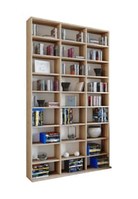 VCM. - Holzregal stehend | platzsparender CD-Schrank für 1080 CDs oder 504 DVDs | Maße:  H. 181 x B. 102 x T. 23 cm | Elegantes DVD Regal stehend | Blu-Ray Regal | CD Regal  Megosa XL - Anthrazit / Honig-Eiche