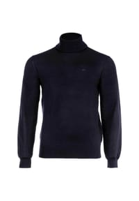 ARMANI EXCHANGE - Herren Rollkragenpullover - Feinstrick, Schurwolle, Logo, einfarbig - Blau