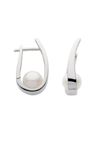 Adelia's - 925 Silber Ohrringe / Creolen mit Süßwasser Zuchtperle - silber