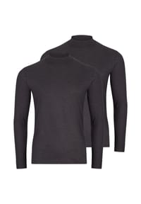 RAGMAN - Langarmshirt 2er Pack Basic - Anthrazit