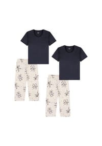 uncover by SCHIESSER - Schlafanzug Nightwear - Dreiviertel - blaugrau