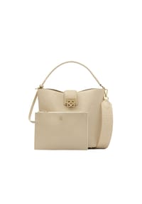 kazar - Cremefarbene Handtasche mit gestepptem Boden und zwei Trägern - Creme