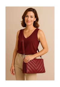 collezione alessandro® - Umhängetasche Vino mit drei Fächern und langem Gurt - bordeaux
