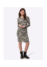 heine - Druck-Kleid - sand-schwarz-bedruckt