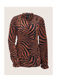 MADELEINE - Viskosebluse mit Zebramuster - nussbraun / schwarz