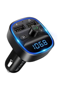 MANIKE - Bluetooth FM Transmitter Auto, Musik Adapter für Auto Radio, KFZ Bluetooth Zigarettenanzünder Freisprechanlage, 2 USB Ports, Unterstützt SD-Karte USB-Sticks - schwarz
