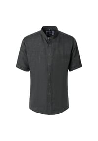 CASAMODA - Herren Leinenhemd Kurzarm uni Casual Fit - Blau