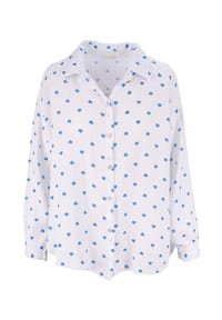Seasons of April - Bluse LIYA MUSSELIN HERZ OVERSIZED Damen Herz Musselinbluse | 100% Baumwolle | S/M & L/XL - Beige Schwarz