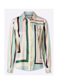 heine - Druck-Bluse - kalkmint-hellrosé-bedruckt