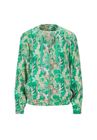 GOLDNER - Kurzgröße:  Floraler Blouson mit Reißverschluss - smaragd