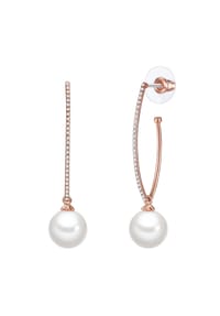 Luluandjane - Damen Ohrringe aus Messing in Roségold mit Crystal und Muschelkernperle - roségold