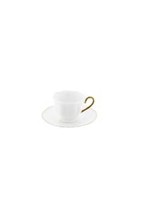 mulex® - 12-teiliges Mokkatassen-Set aus hochwertigem Porzellan - 90 - Weiß/Gold 12 x 8,5