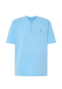 El Búho NOCTURNO® - Herren Pyjamaoberteil, Kurzarm, Baumwolle - hellblau