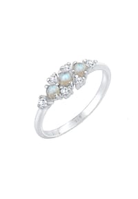 elli. - Ring Bandring Labradorit Edelstein Zirkonia 925 Silber - Gold