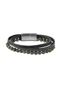 Adelia's Bold Style - Armband – Textilarmband aus Leder mit Tigerauge 21 cm - schwarz