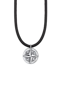 KUZZOÍ Halskette Herren Lederkette Kompass Anhänger 925Er Silber Bild 1