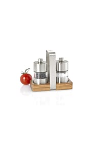 AdHoc® Pfeffer-/Salzmühlen-Set, 3-teilig - MENAGE MINIMILL - SILBER