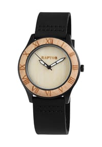 RAPTOR Raptor - Damen Quarz Armbanduhr Toyah mit Lederarmband - 3 ATM - Mineralglas - braun-creme-schwarz