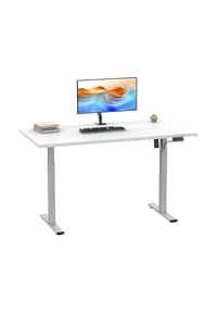 VCM. - Elektrisch Höhenverstellbarer Schreibtisch, 160 x 80 cm, Sitz-Steh-Schreibtisch, 71–120 cm, Bürotisch mit Stahlgestell - Lona - Schwarz / Anthrazit